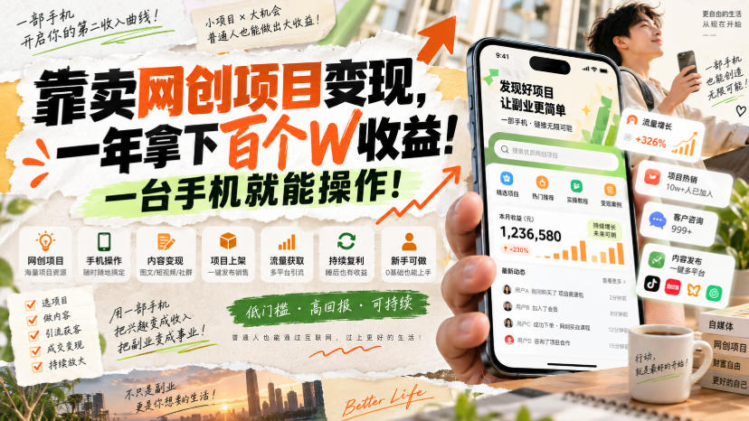 网创小程序虚拟资料变现,一年拿下百万收益,一部手机就可以做,0成本变现副业!-皮皮网创