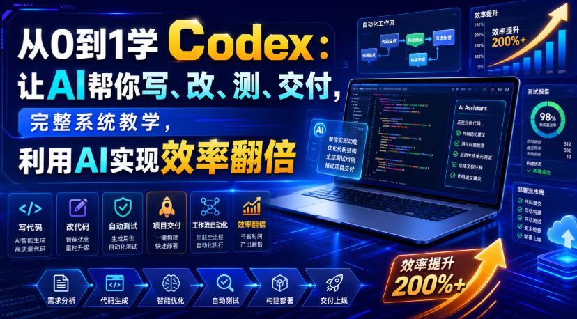 从0到1学Codex:让AI帮你写、改、测、交付,完整系统教学,利用AI实现效率翻倍(更新0918)-皮皮网创