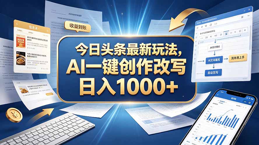 今日头条最新玩法,AI 一键创作改写,简单易上手,轻松日入 1000 +-皮皮网创