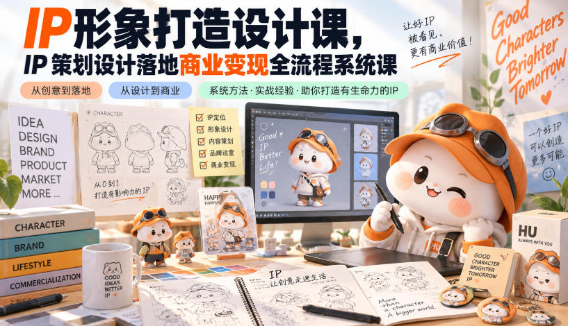 IP形象打造设计课,IP策划设计落地商业变现全流程系统课-皮皮网创