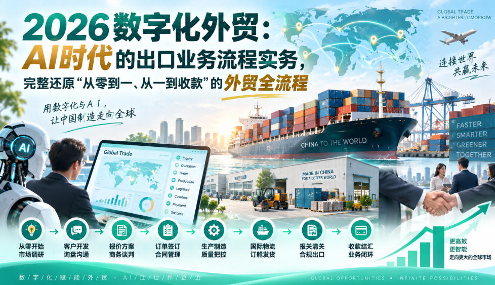 2026数字化外贸:AI时代的出口业务流程实务,完整还原”从零到一、从一到收款”的外贸全流程-皮皮网创