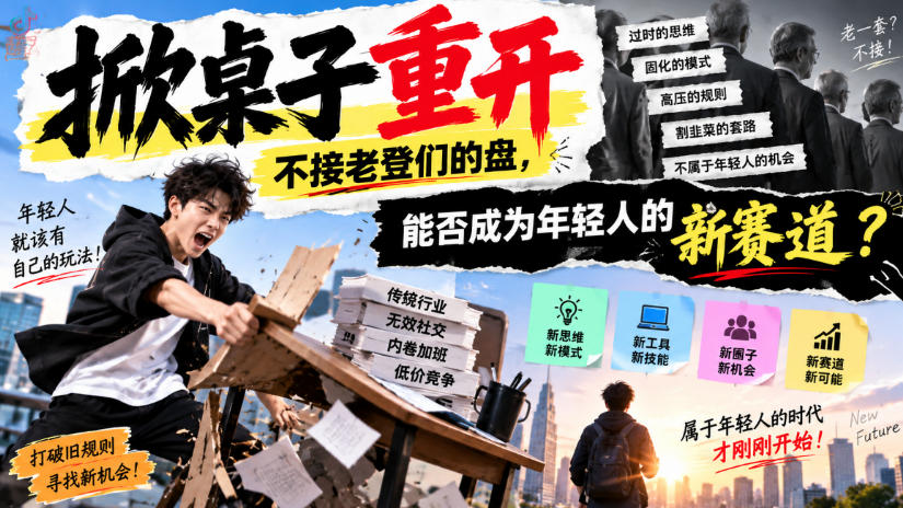 某公众号付费文章:掀桌子重开,不接老登们的盘,能否成为年轻人的新赛道?-皮皮网创
