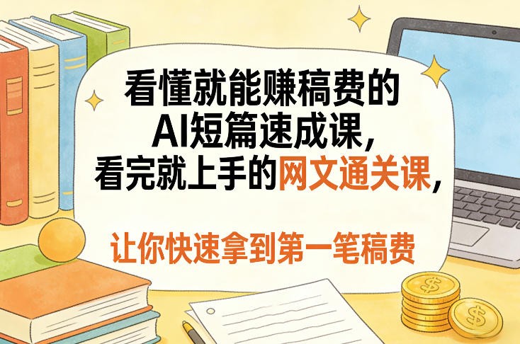 看懂就能賺稿费的AI短篇速成课，看完就上手的网文通关课，让你快速拿到第一笔稿费(更新8月)-皮皮网创