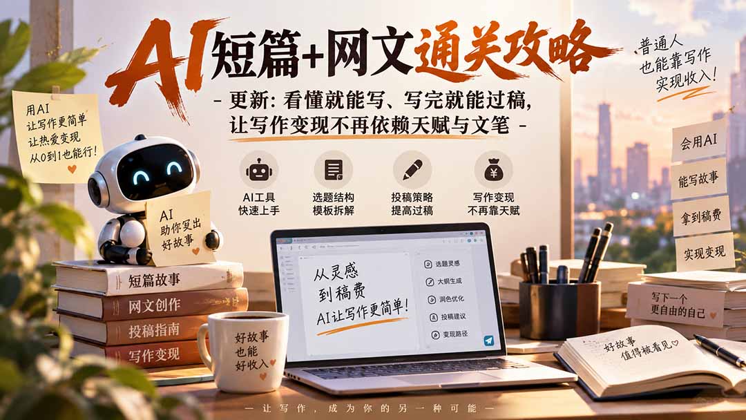 AI短篇+网文通关攻略-更新0921：看懂就能写、写完就能过稿，让写作变现不再依赖天赋与文笔-皮皮网创