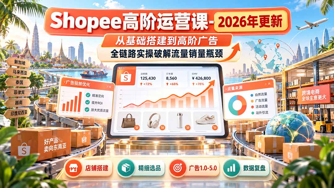 Shopee高阶运营课-更新9月，从基础搭建到高阶广告，全链路实操破解流量销量瓶颈-皮皮网创