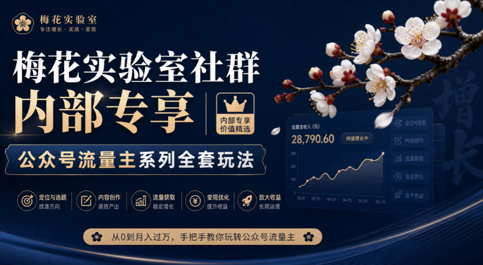 梅花实验室社群内部专享-公众号流量主系列全套玩法-皮皮网创