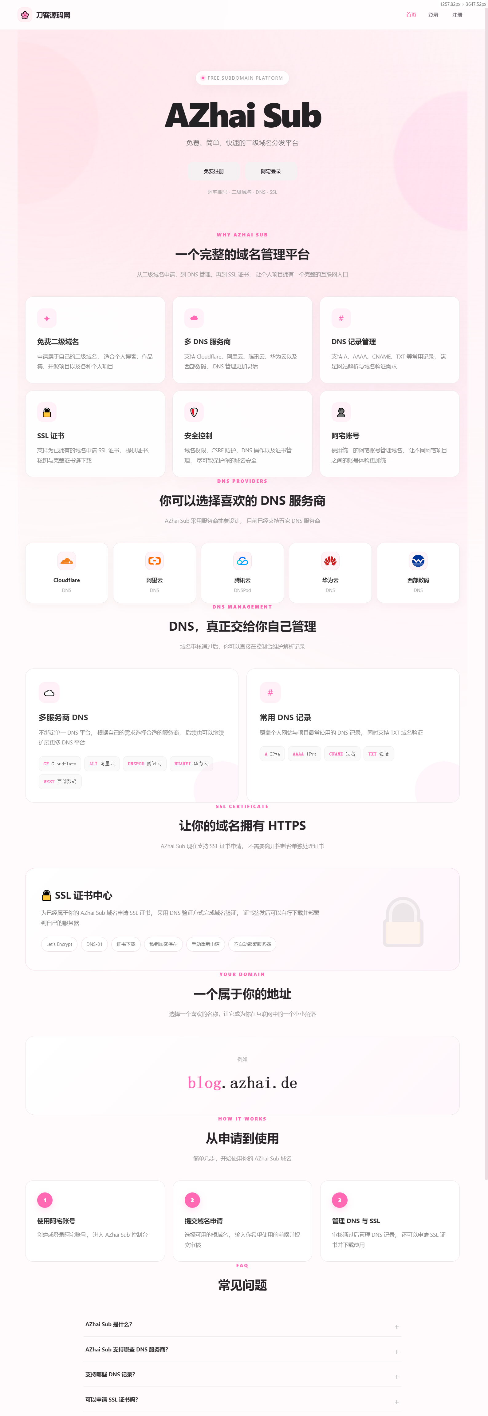 阿宅二级域名分发系统 轻量化全开源-皮皮网创