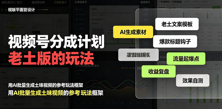 视频号分成计划老土版的玩法,流量爆炸,每天收益300+,纯靠AI生成,越土的玩法,越高级-皮皮网创