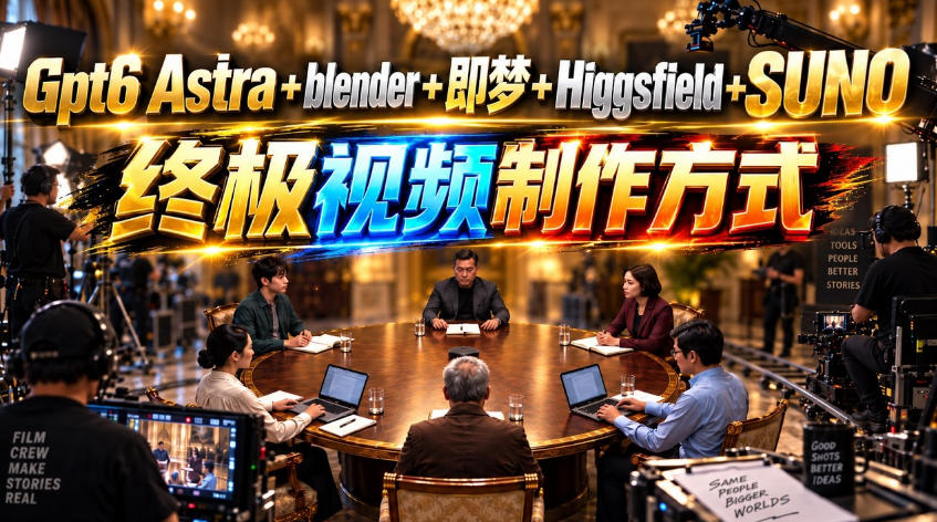 GPT-6 Astra+Blender+即梦+Higgsfield+Suno=终极视频制作方式!-皮皮网创