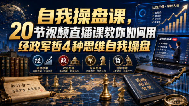 【无水印】自我操盘课,20节视频直播课教你如何用经政军哲4种思维自我操盘(更新0924)-皮皮网创
