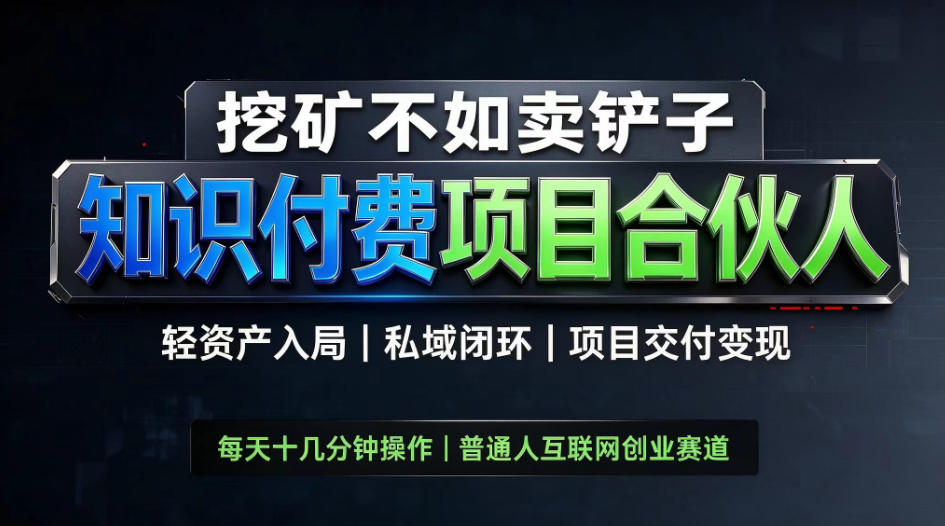 挖矿不如卖铲子，2026最新知识付费全套玩法，轻资产入局|私域闭环|项目交付变现【揭秘】-皮皮网创