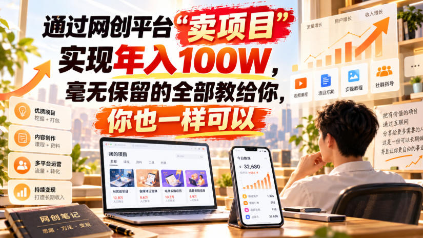 通过网创平台“卖项目”实现年入100W,毫无保留的全部教给你,你也一样可以!【揭秘】-皮皮网创
