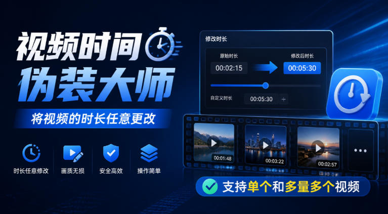 视频时间伪装大师，将视频的时长任意更改，支持单个和多量多个视频-皮皮网创