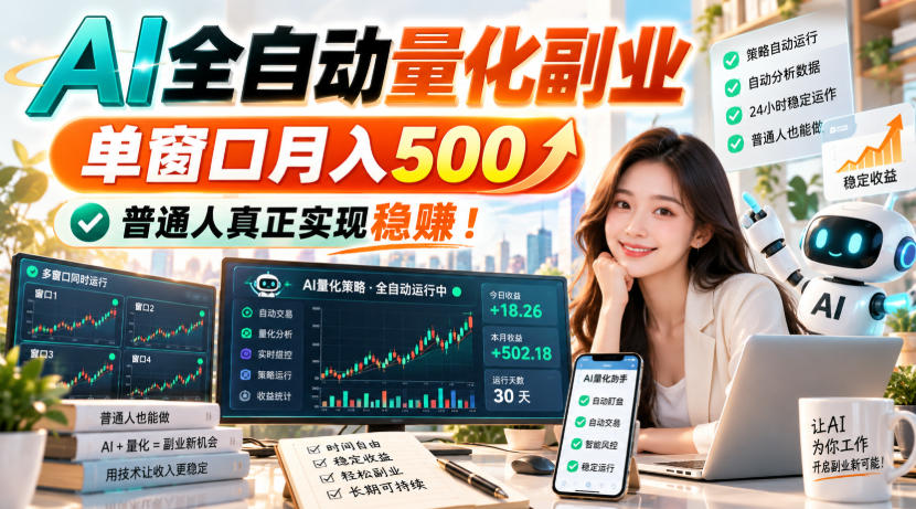 AI全自动量化副业，单窗口月入500，普通人真正实现稳賺！【揭秘】-皮皮网创