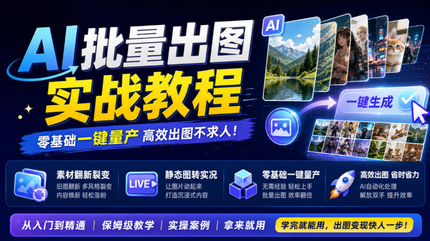 AI批量出图实战教程,素材翻新裂变,静态图转实况,零基础一键量产-皮皮网创