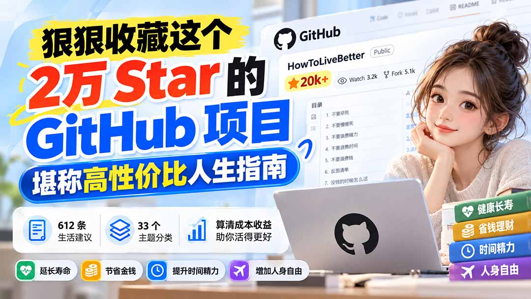 狠狠收藏这个 2 万 Star 的 GitHub 项目，堪称高性价比人生指南。-皮皮网创
