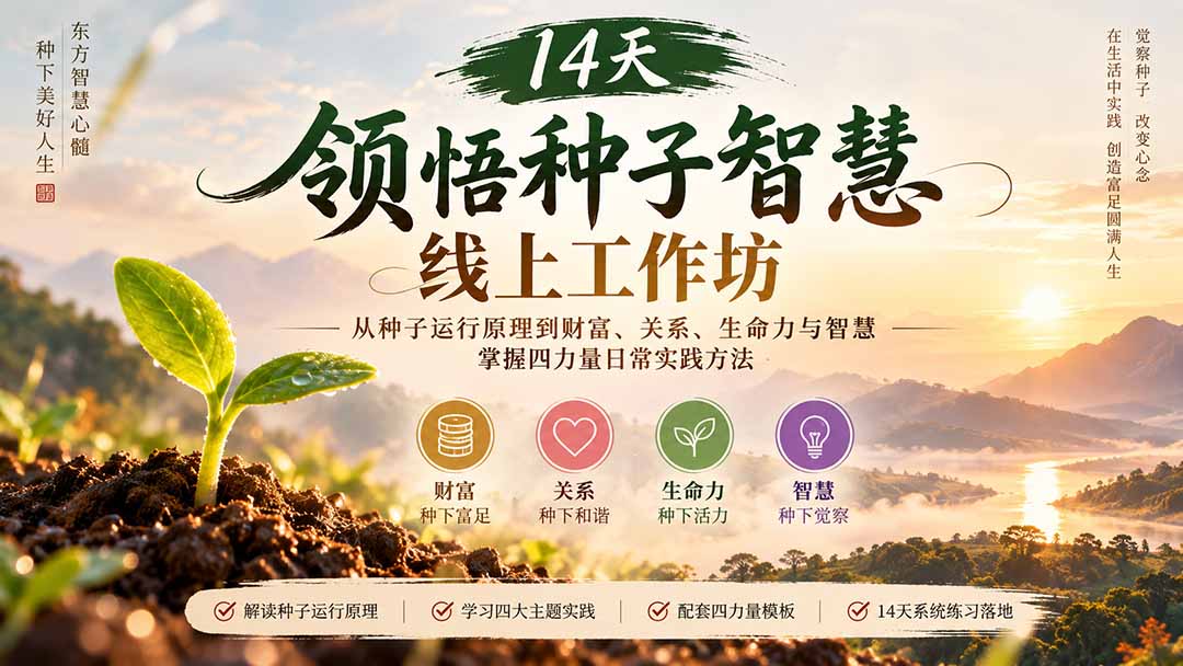 14天领悟种子智慧线上工作坊|从种子运行原理到财富、关系、生命力与智慧,掌握四力量日常实践方法-皮皮网创