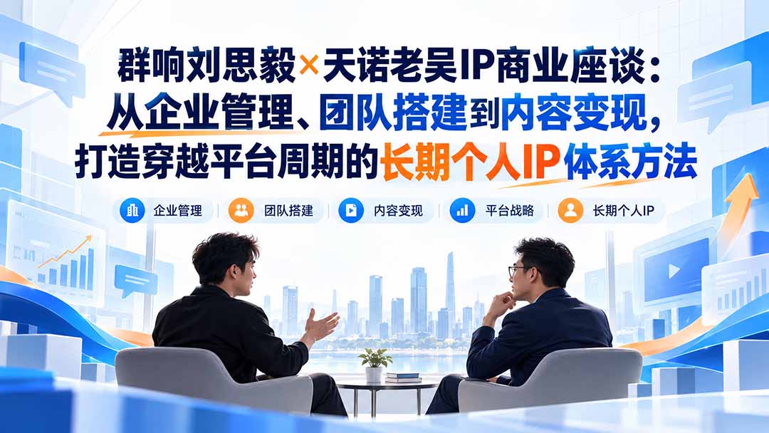 群响刘思毅×天诺老吴IP商业座谈:从企业管理、团队搭建到内容变现,打造穿越平台周期的长期个人IP体系方法-皮皮网创