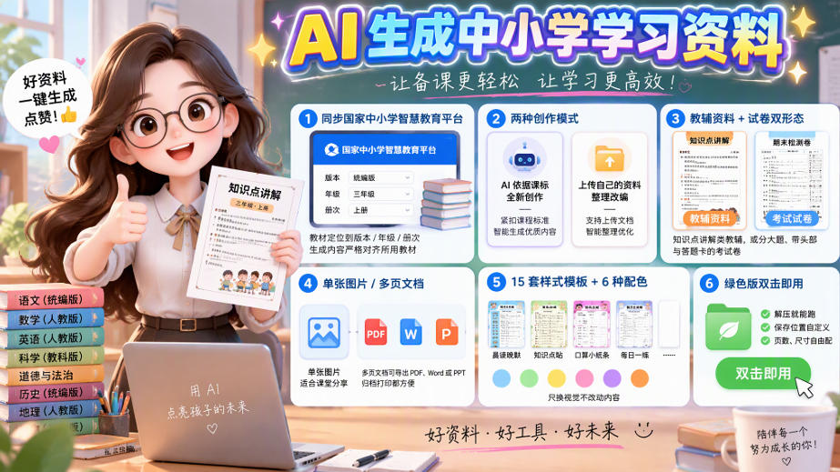 孩子的教辅别再乱买了:同步国家中小学智慧平台,AI一键生成图文教辅和试卷-皮皮网创