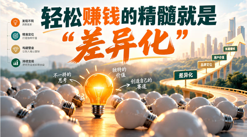某公众号付费文章：轻松賺钱的精髓就是“差异化”-皮皮网创