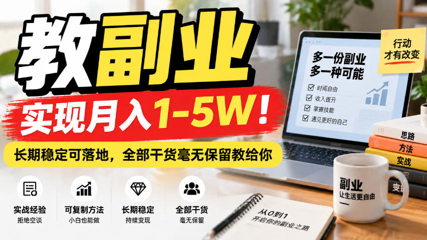 “教副业”实现月入1-5W!长期稳定可落地,全部干货毫无保留教给你【揭秘】-皮皮网创