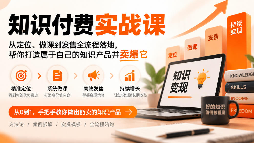 知识付费实战课：从定位、做课到发售全流程落地，帮你打造属于自己的知识产品并卖爆它-皮皮网创