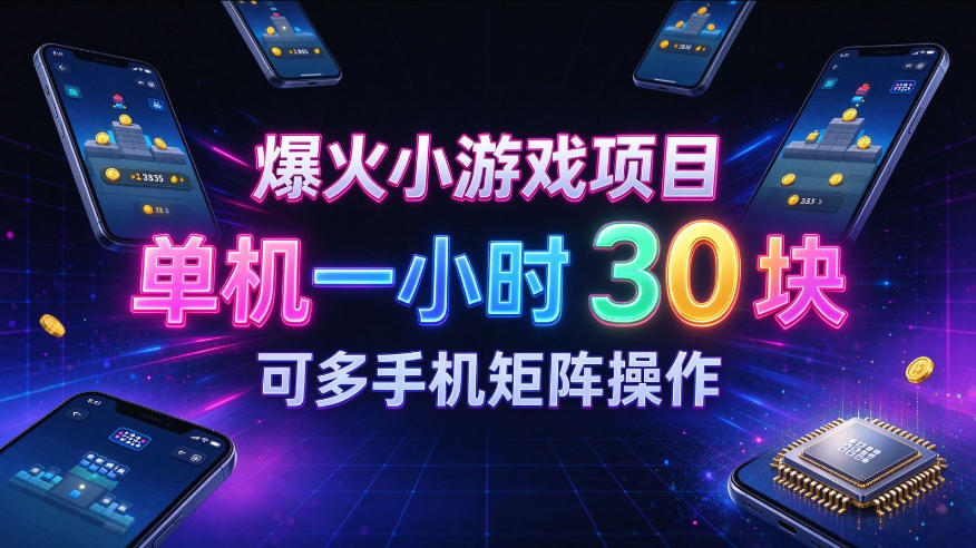 爆火小游戏撸金项目,实测单机一小时30+,可多手机矩阵操作,新手看完一遍就能上手【揭秘】-皮皮网创
