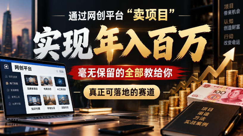 通过网创平台“卖项目”实现年入100w,毫无保留的全部教给你,真正可落地的赛道【揭秘】-皮皮网创