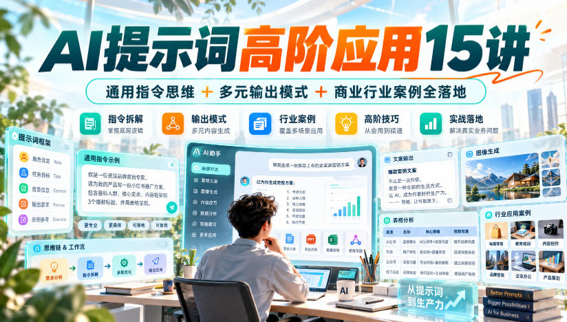 AI提示词高阶应用15讲｜通用指令思维+多元输出模式+商业行业案例全落地-皮皮网创