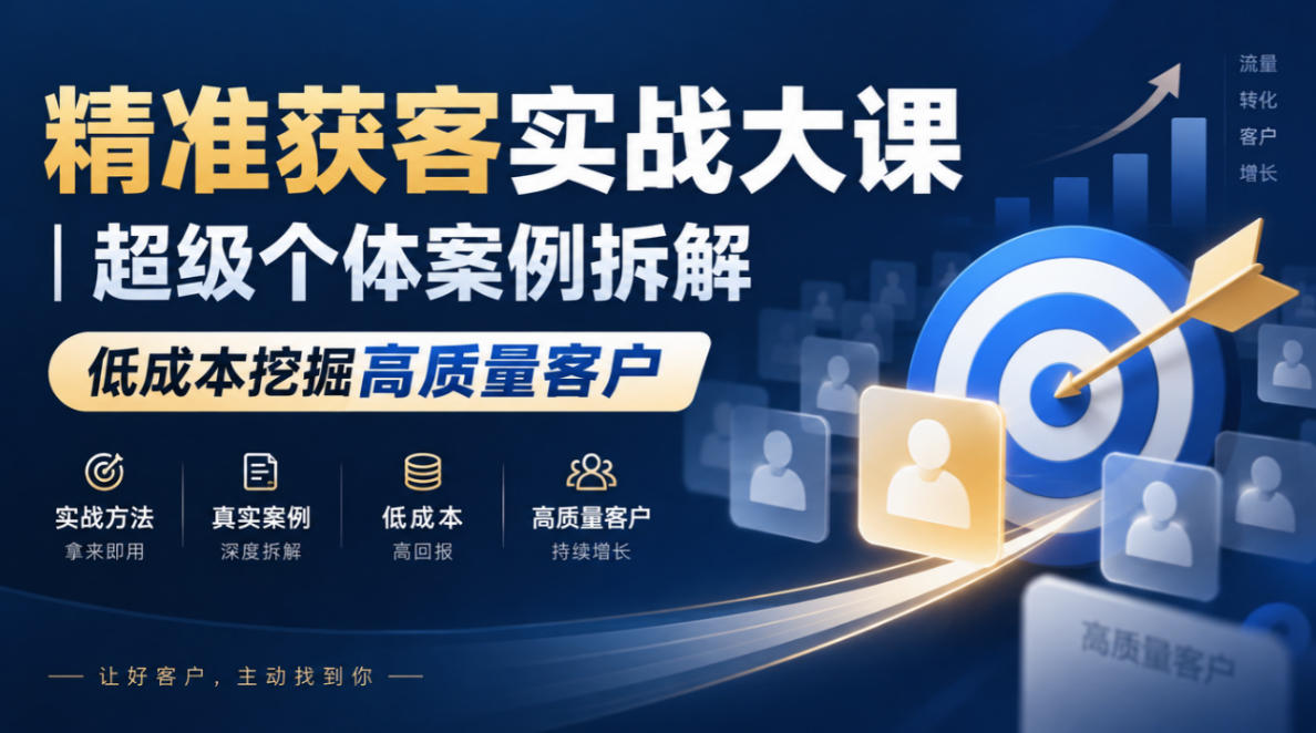 精准获客实战大课|超级个体案例拆解,低成本挖掘高质量客户-皮皮网创
