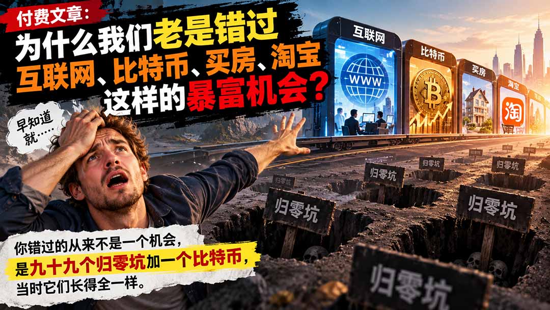 付费文章:为什么我们老是错过互联网、比特币、买 房、淘宝这样的暴富机会?-皮皮网创