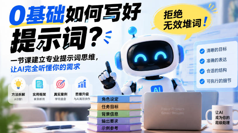 0基础如何写好提示词,拒绝无效堆词!一节课建立专业提示词思维,让AI完全听懂你的需求-皮皮网创
