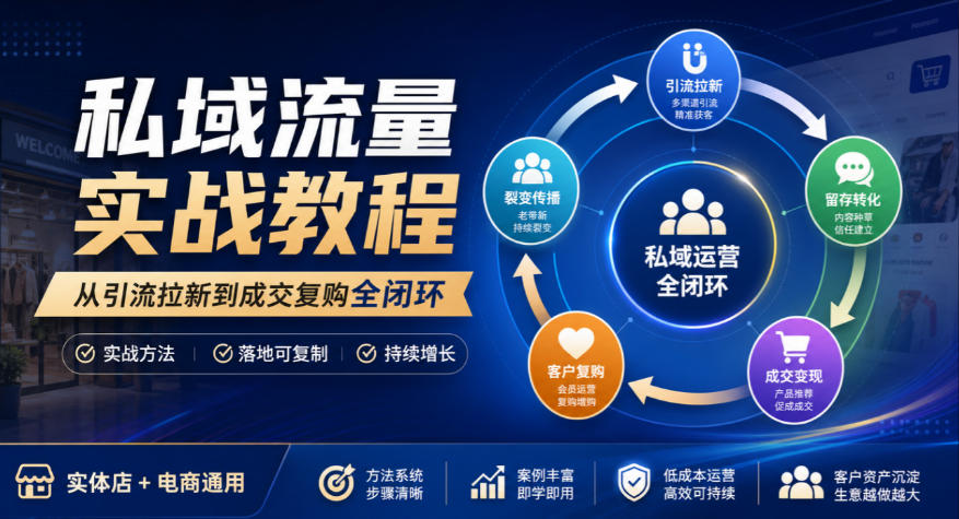 私域流量实战教程,从引流拉新到成交复购全闭环,实体店电商通用-皮皮网创