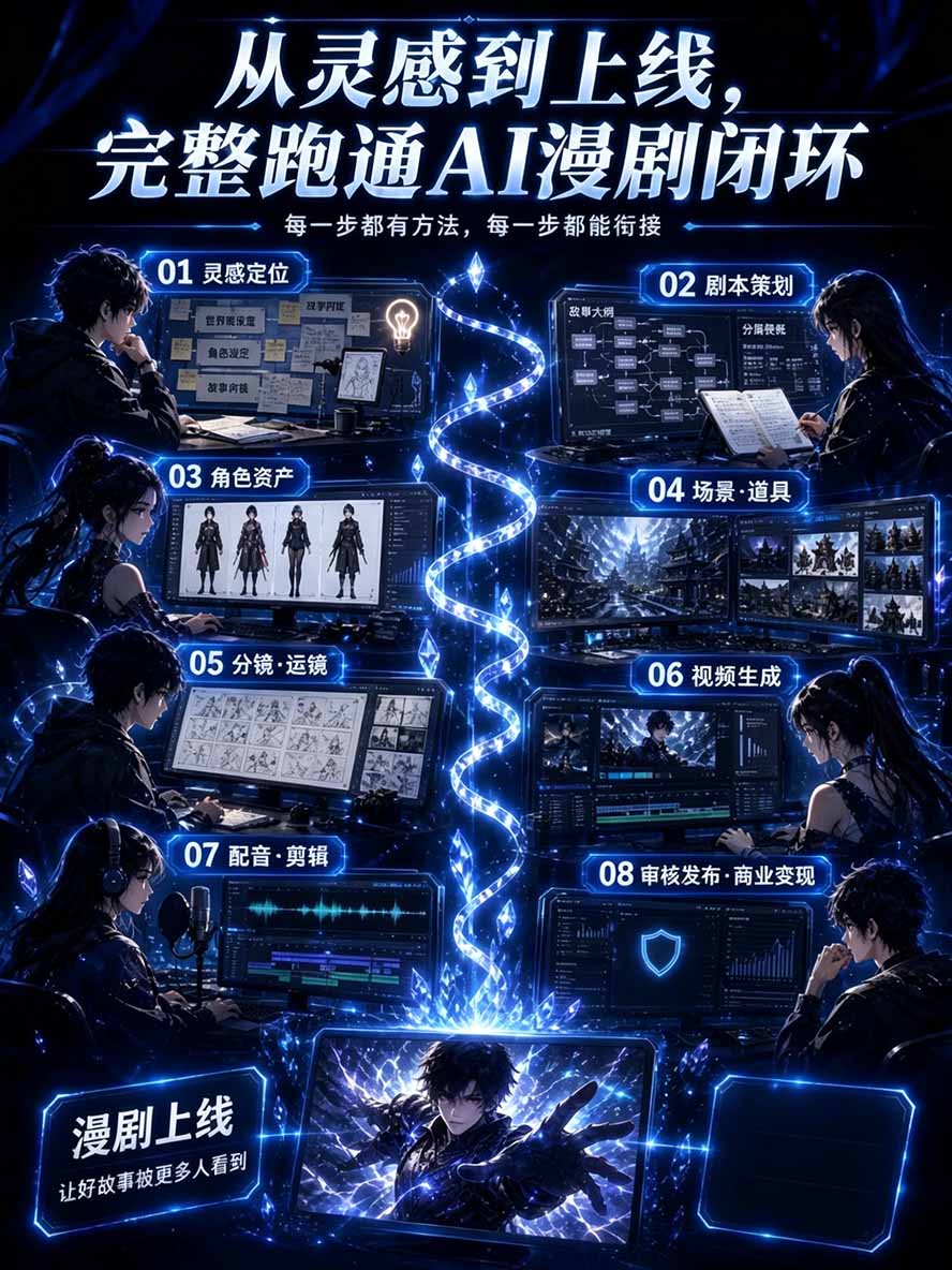 图片[2]-【无水印】2026AI漫剧创作与商业变现掘金营：打通选题→AI编剧→角色场景→自动分镜→视频生成→剪辑发布→运营变现-皮皮网创