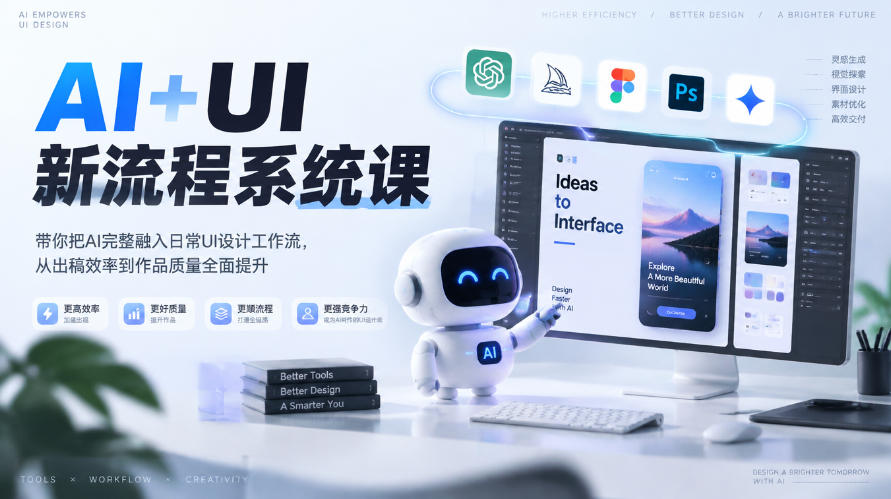 【无水印】AI+UI新流程系统课,带你把AI完整融入日常UI设计工作流,从出稿效率到作品质量全面提升(2026第4期)-皮皮网创