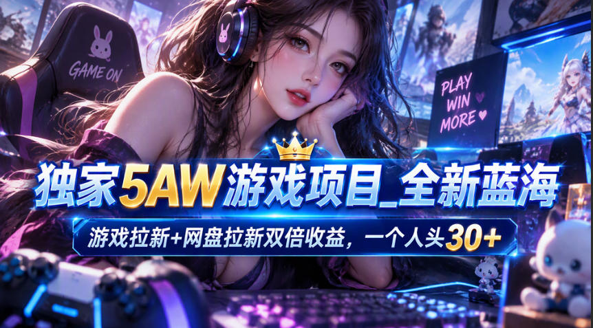 独家5AW游戏蓝海项目_游戏拉新+网盘拉新双倍收益，拉新一个30米-皮皮网创