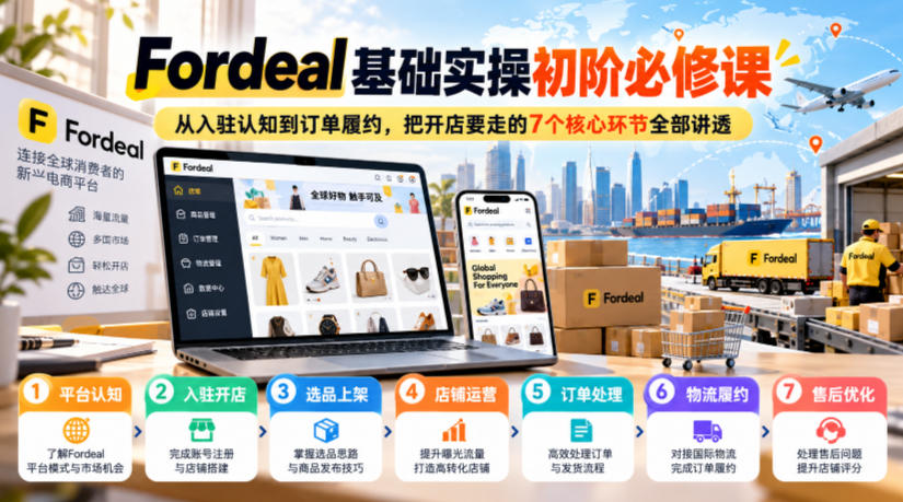 Fordeal基础实操初阶必修课,从入驻认知到订单履约,把开店要走的7个核心环节全部讲透