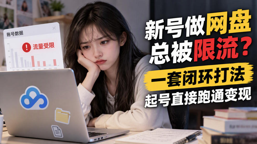 新号做网盘总被限流？一套闭环打法，起号直接跑通变现-皮皮网创