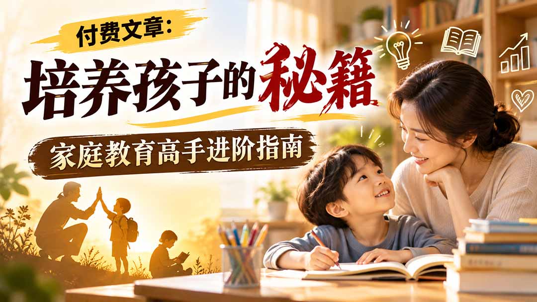 付费文章:培养孩子的秘籍,家庭教育高手进阶指南-皮皮网创