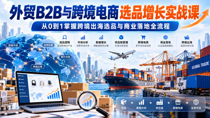 外贸B2B与跨境电商选品增长实战课,从0到1掌握跨境出海选品与商业落地全流程-皮皮网创