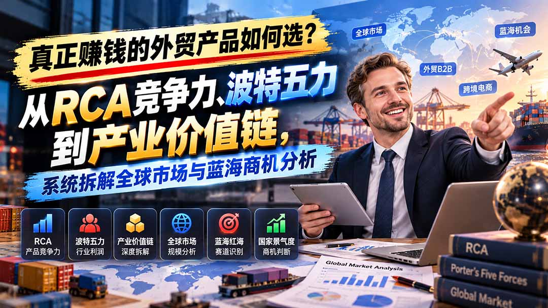 真正赚钱的外贸B2B产品如何选？从RCA竞争力、波特五力到产业价值链，系统拆解全球市场与蓝海商机分析-皮皮网创