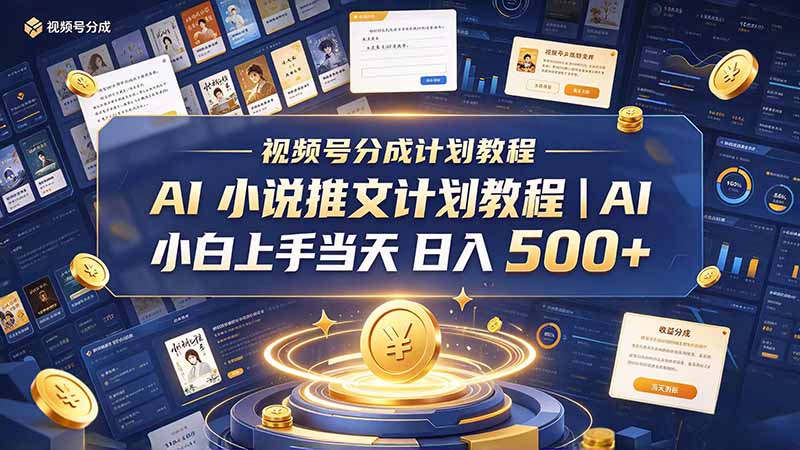 最新视频号分成计划教程｜AI 小说推文，小白上手当天日入 500+-皮皮网创