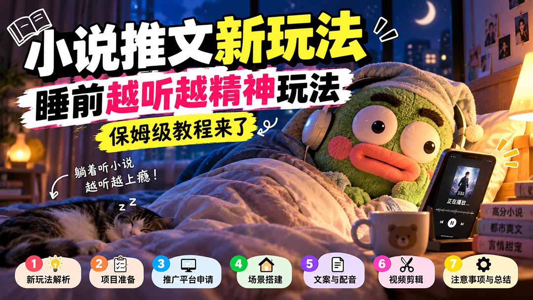 小说推文新玩法，睡前越听越精神玩法，保姆级教程来了-皮皮网创