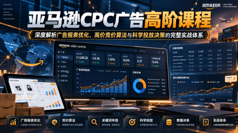 亚马逊CPC广告高阶课程，深度解析广告报表优化、高价竞价算法与科学投放决策的完整实战体系-皮皮网创