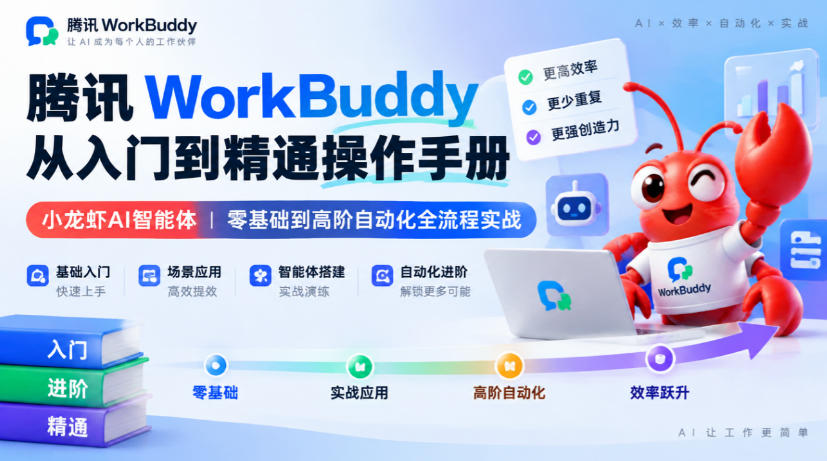 腾讯WorkBuddy从入门到精通操作手册|小龙虾AI智能体,零基础到高阶自动化全流程实战【文档】-皮皮网创