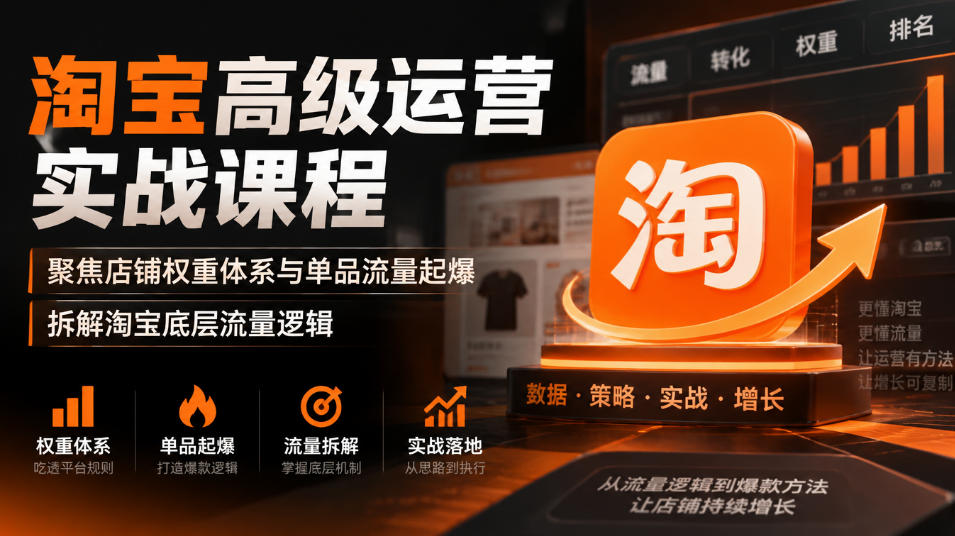 淘宝高级运营实战课程，聚焦店铺权重体系与单品流量起爆，拆解淘宝底层流量逻辑-皮皮网创