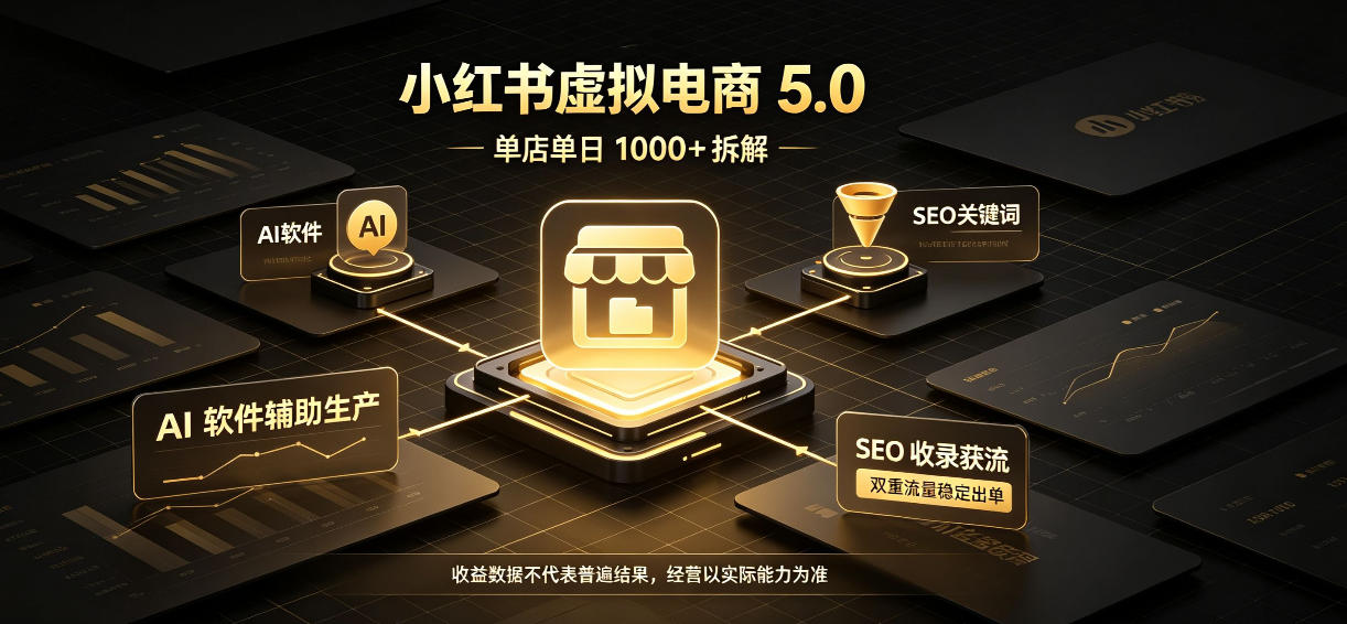小红书虚拟电商5.0，单店单日1000+，AI软件+SEO收录，双重流量稳定出单【揭秘】-皮皮网创