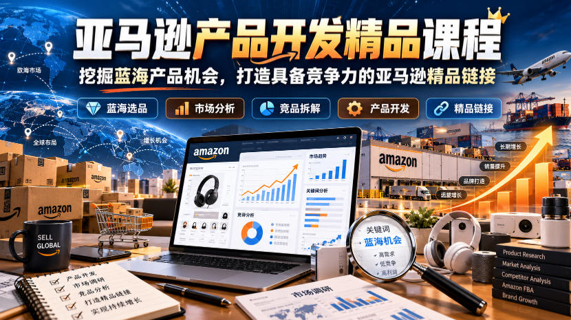 亚马逊产品开发精品课程，挖掘蓝海产品机会，打造具备竞争力的亚马逊精品链接-皮皮网创