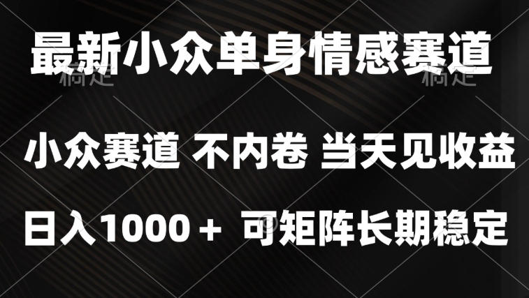 2026最新单身经济掘金项目，简单粗暴，无脑复制粘贴即可，单日收益1k+可矩阵【揭秘】-皮皮网创
