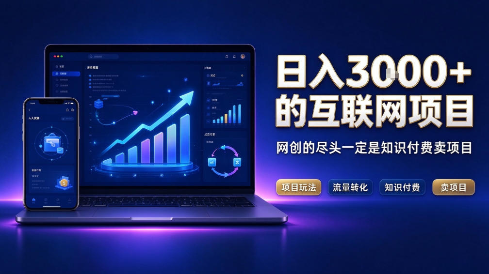 日入3k+的互联网项目,网红的尽头是带货,网创的尽头一定是知识付费卖项目【揭秘】-皮皮网创